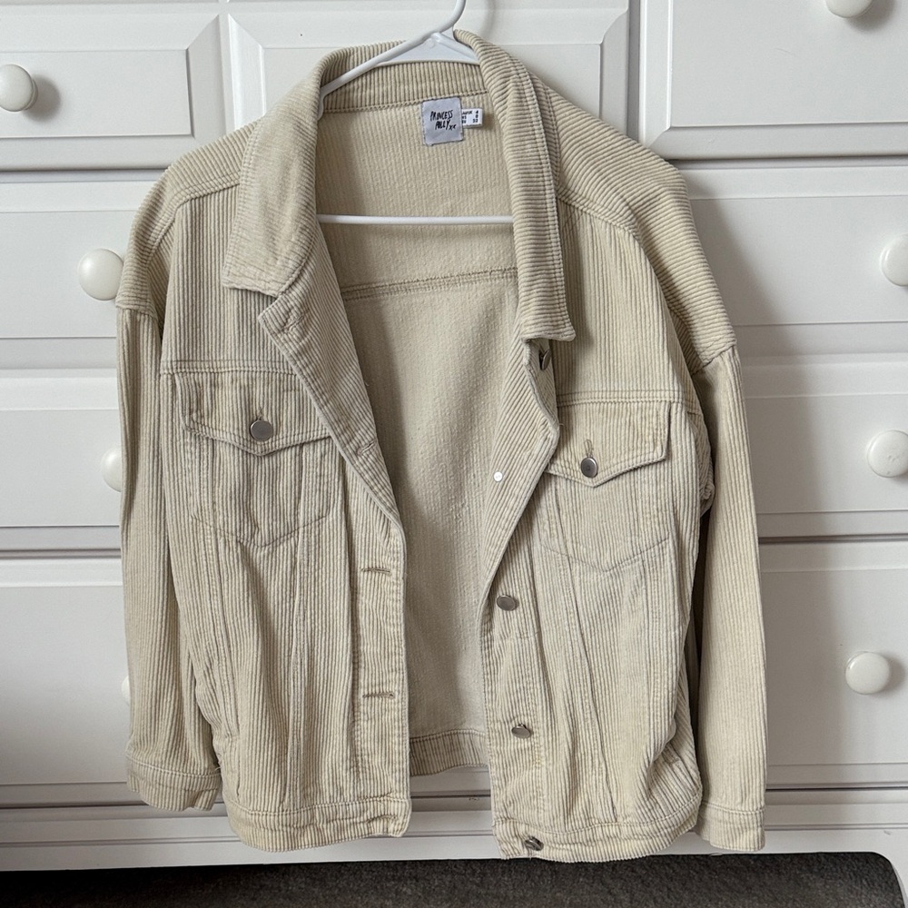 Princess Polly Cream Corduroy Jacket